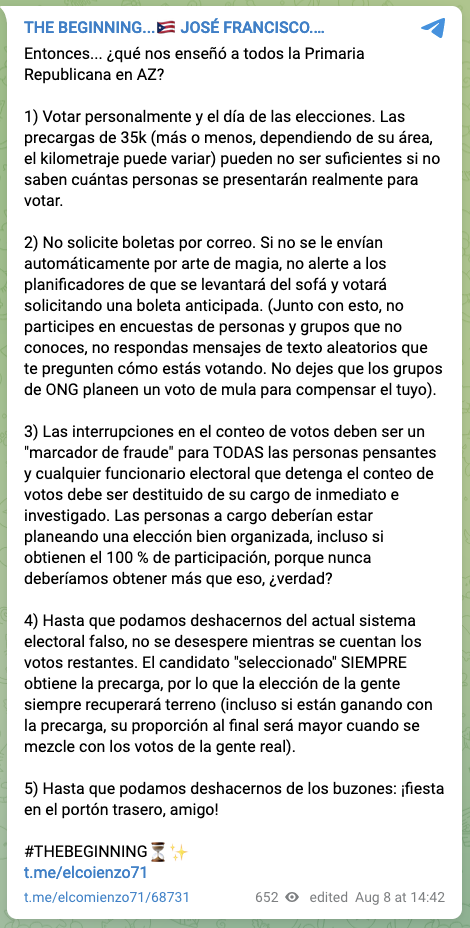 The Beginning…Jose Francisco Telegram Post
