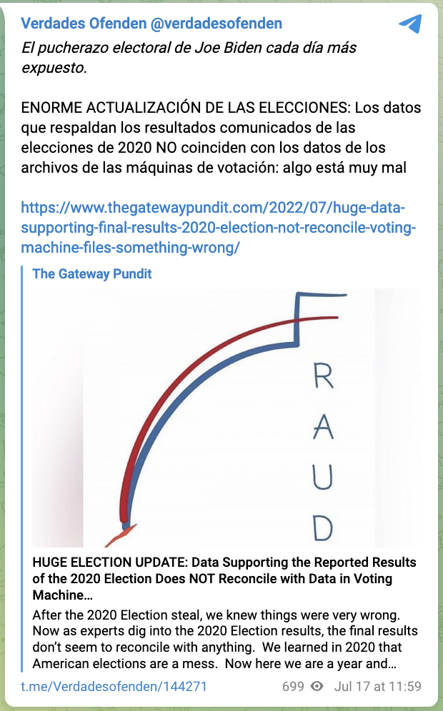 Verdades Ofenden Telegram Post