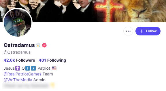Qstradamus Truth Social profile