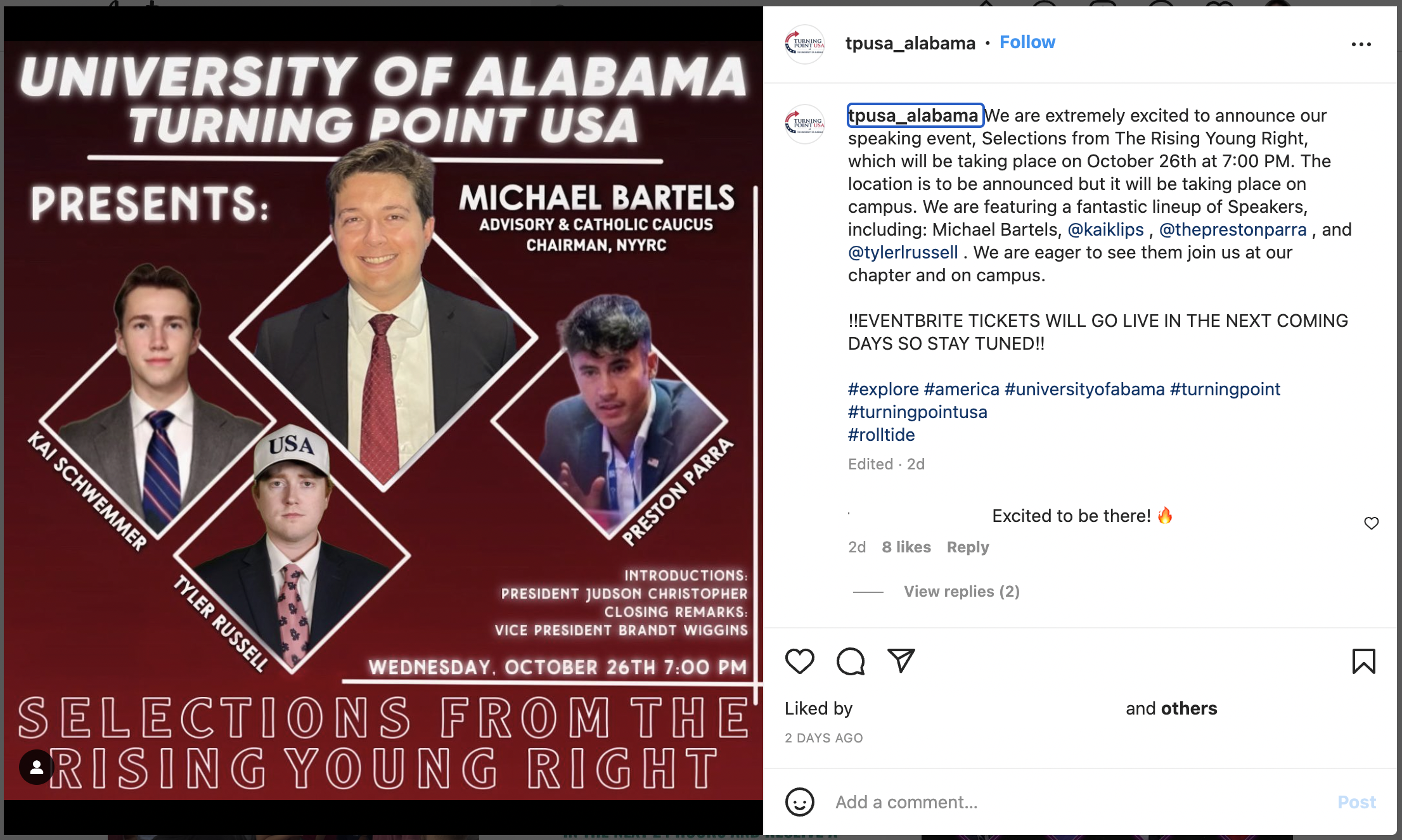 TPUSA Instagram UofAL
