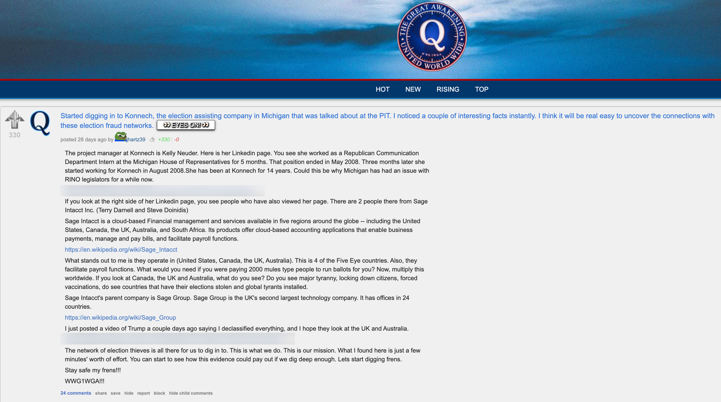 QAnon digging into Konnech post