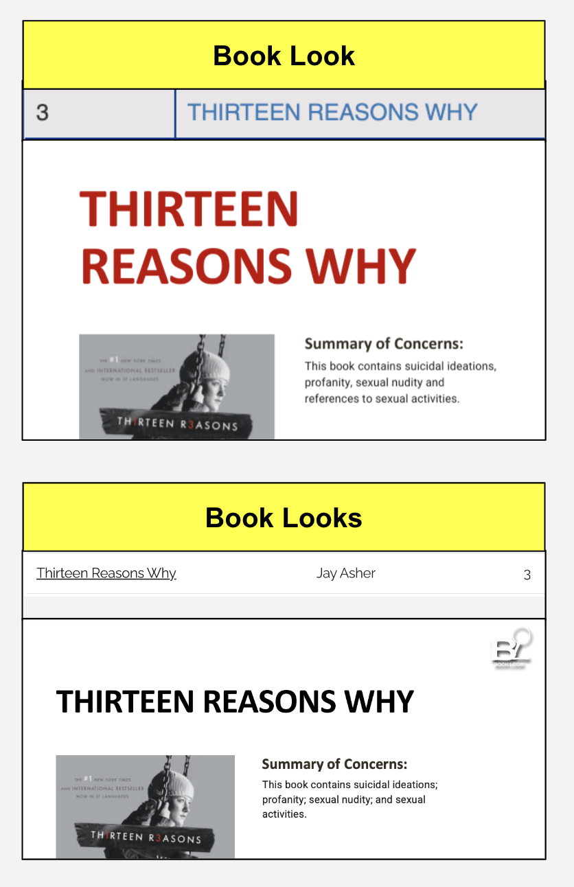 book look v book looks