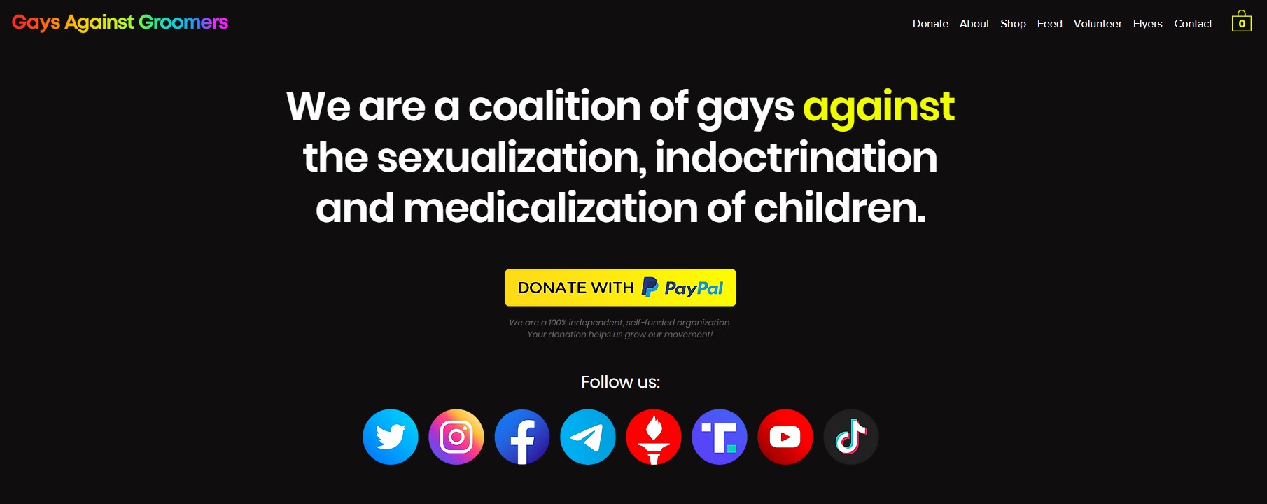 PayPal button on Gays Against Groomers website