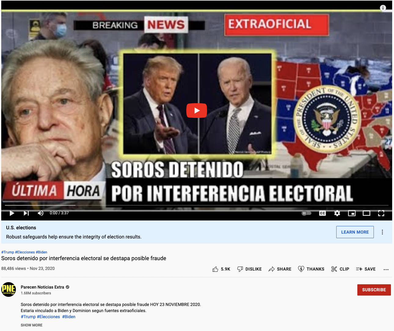 Paracen Noticias Extra YouTube: Soros detenido por interferencia electoral se destapa posible fraude