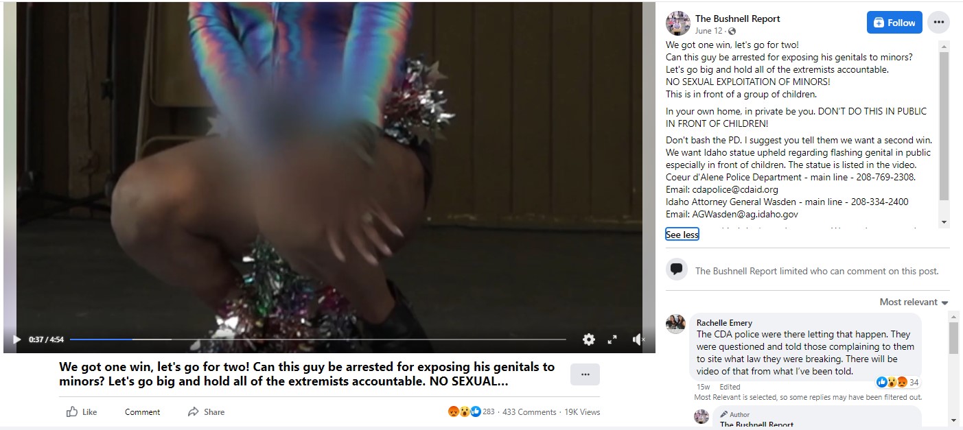 screenshot of Facebook post