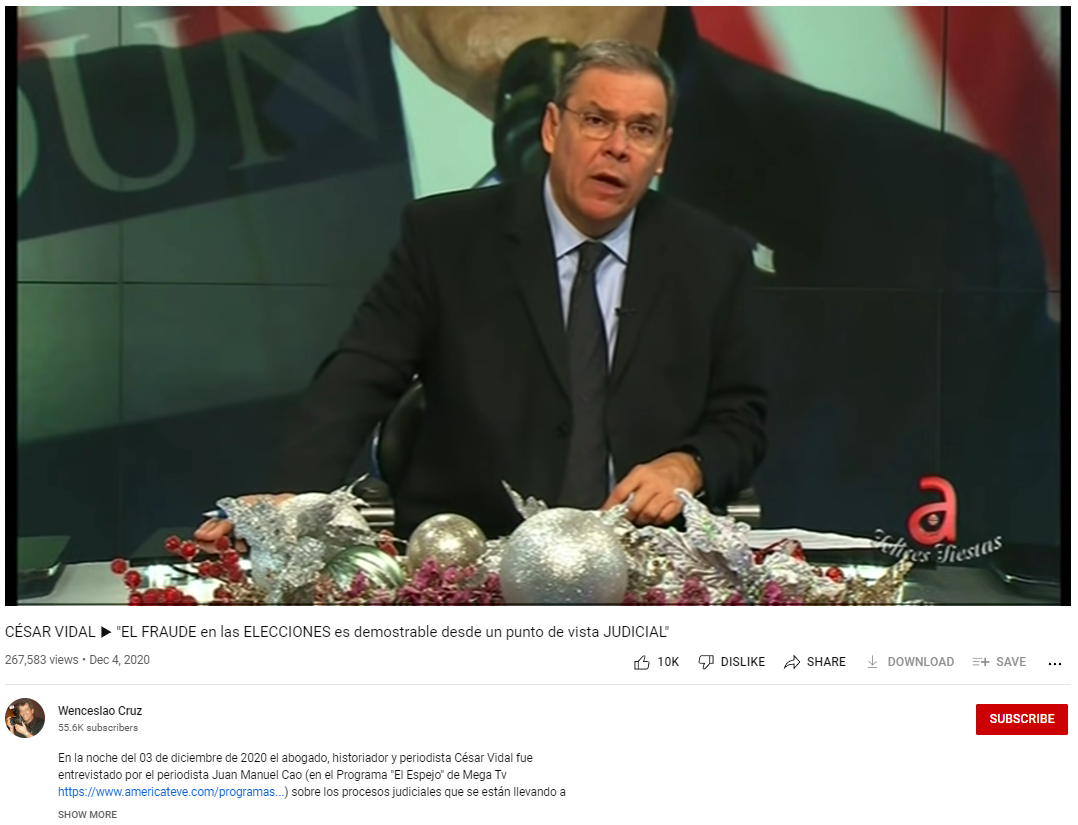 Cesar Vidal “Election fraud is credible from a judicial point of view."