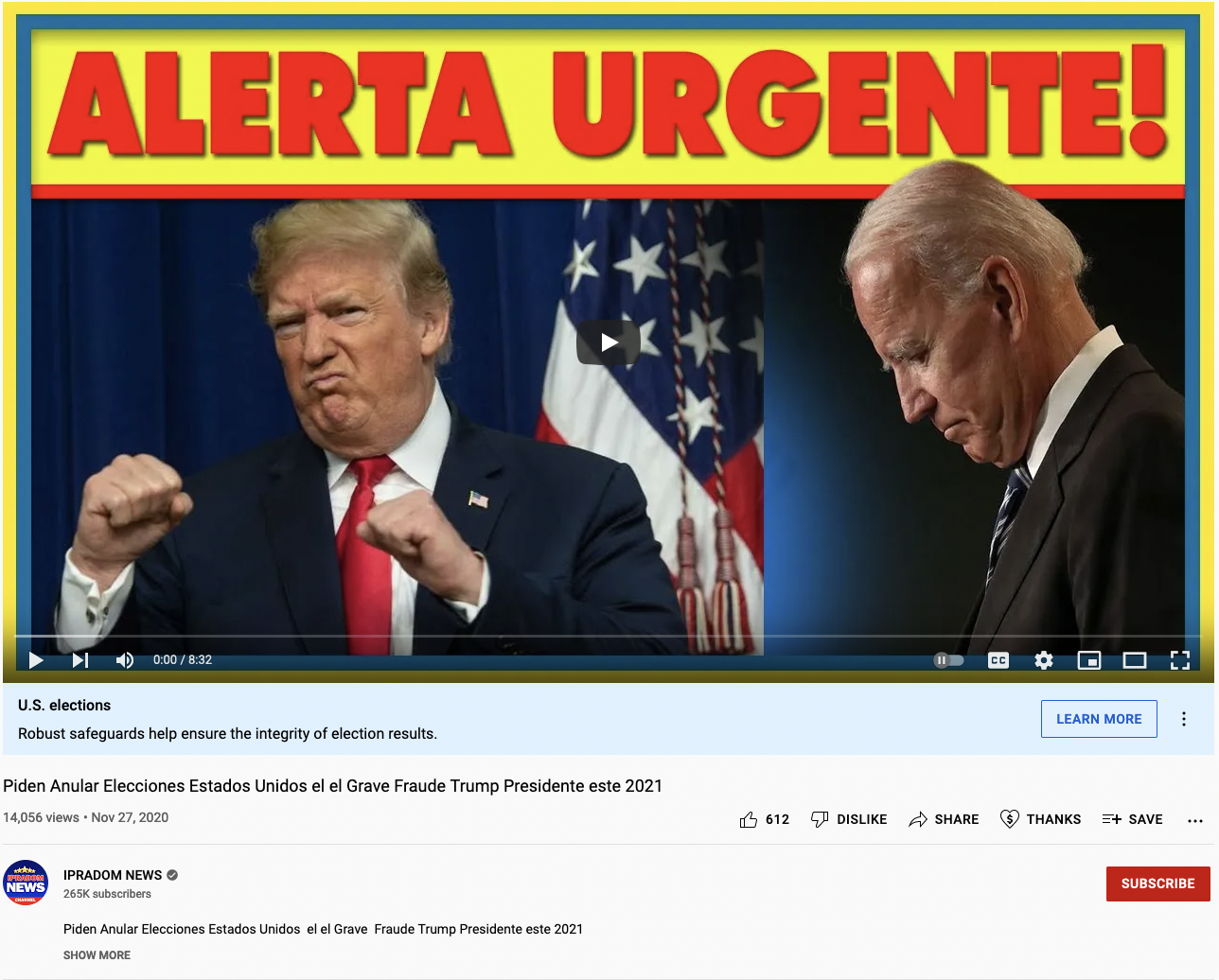  IPRADOM NEWS YouTube: Piden Anular Elecciones Estados Unidos el el Grave Fraude Trump Presidente este 2021
