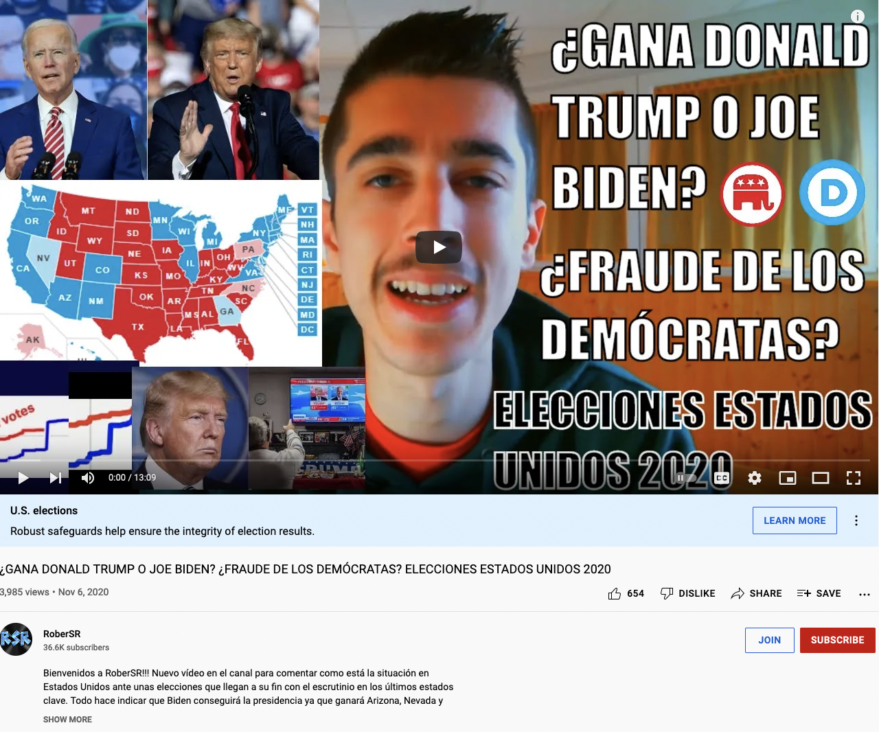  RoberSR YouTube: ¿GANA DONALD TRUMP O JOE BIDEN? ¿FRAUDE DE LOS DEMÓCRATAS? ELECCIONES ESTADOS UNIDOS 2020