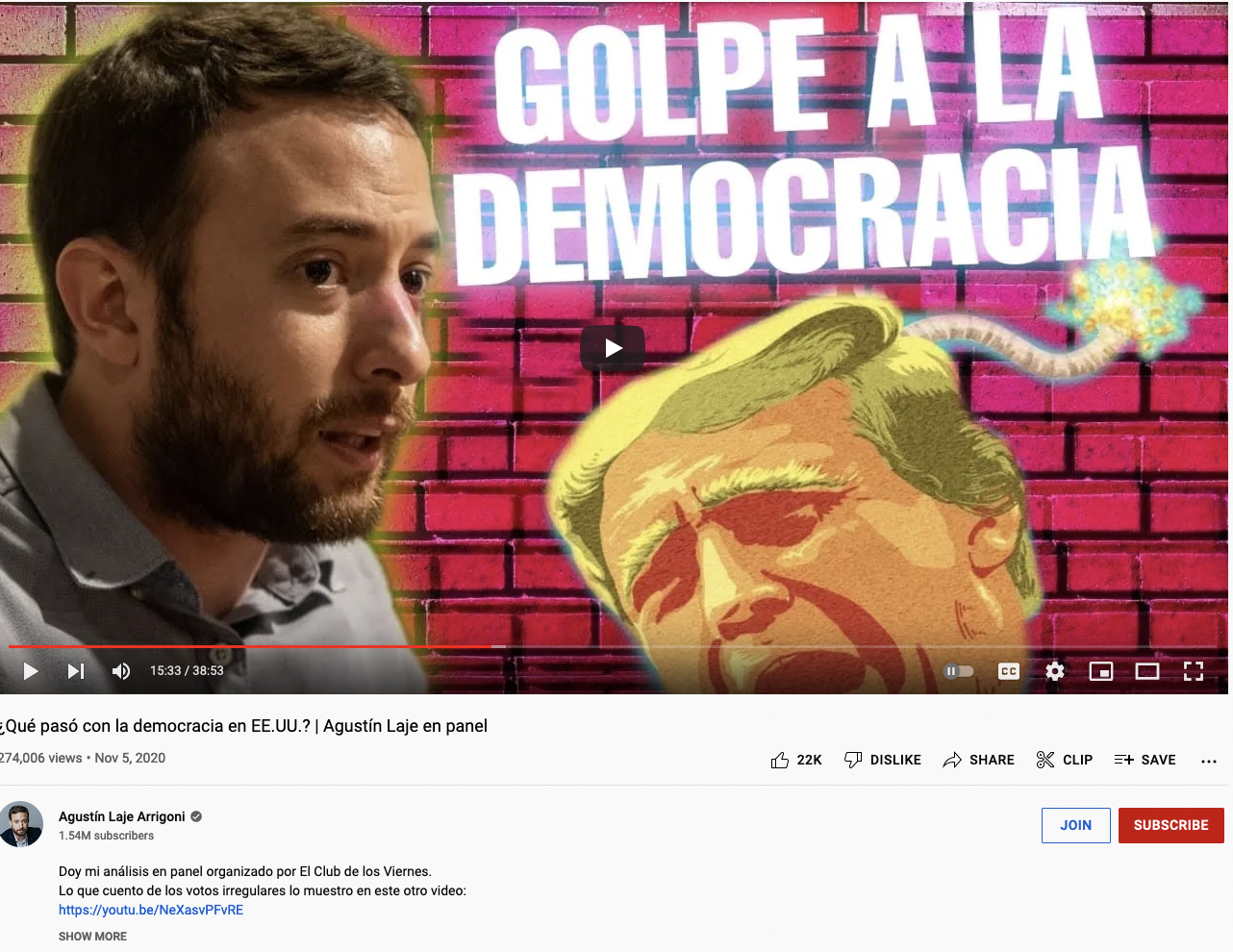  Agustín Laje Arrigoni YouTube: ¿Qué pasó con la democracia en EE.UU.? | Agustín Laje en panel