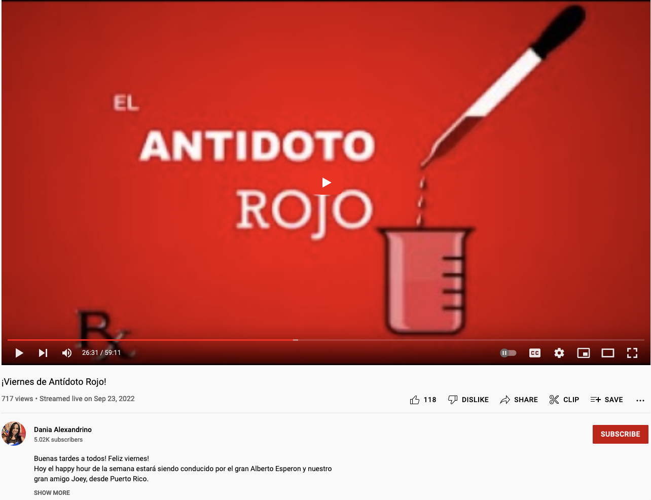  Dania Alexandrino YouTube: ¡Viernes de Antídoto Rojo!