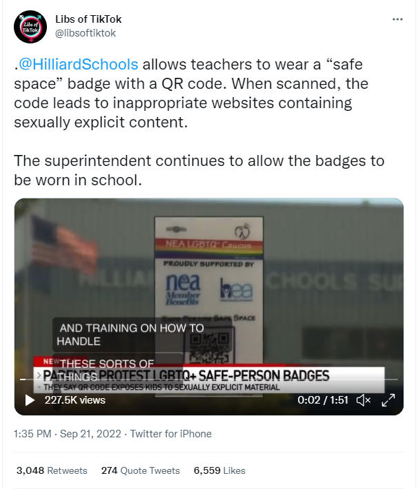 Libs of TikTok badge tweet