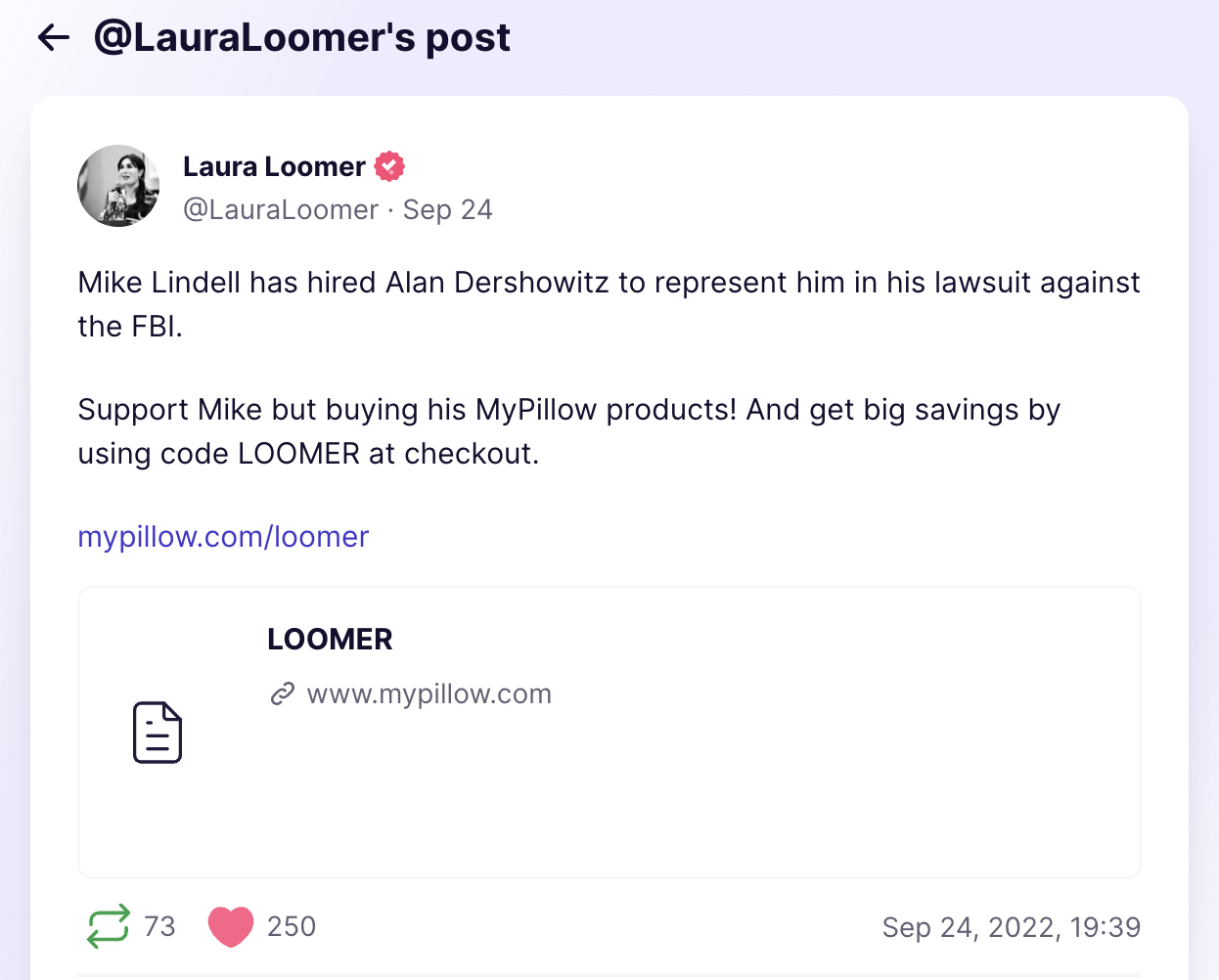 Laura Loomer MyPillow