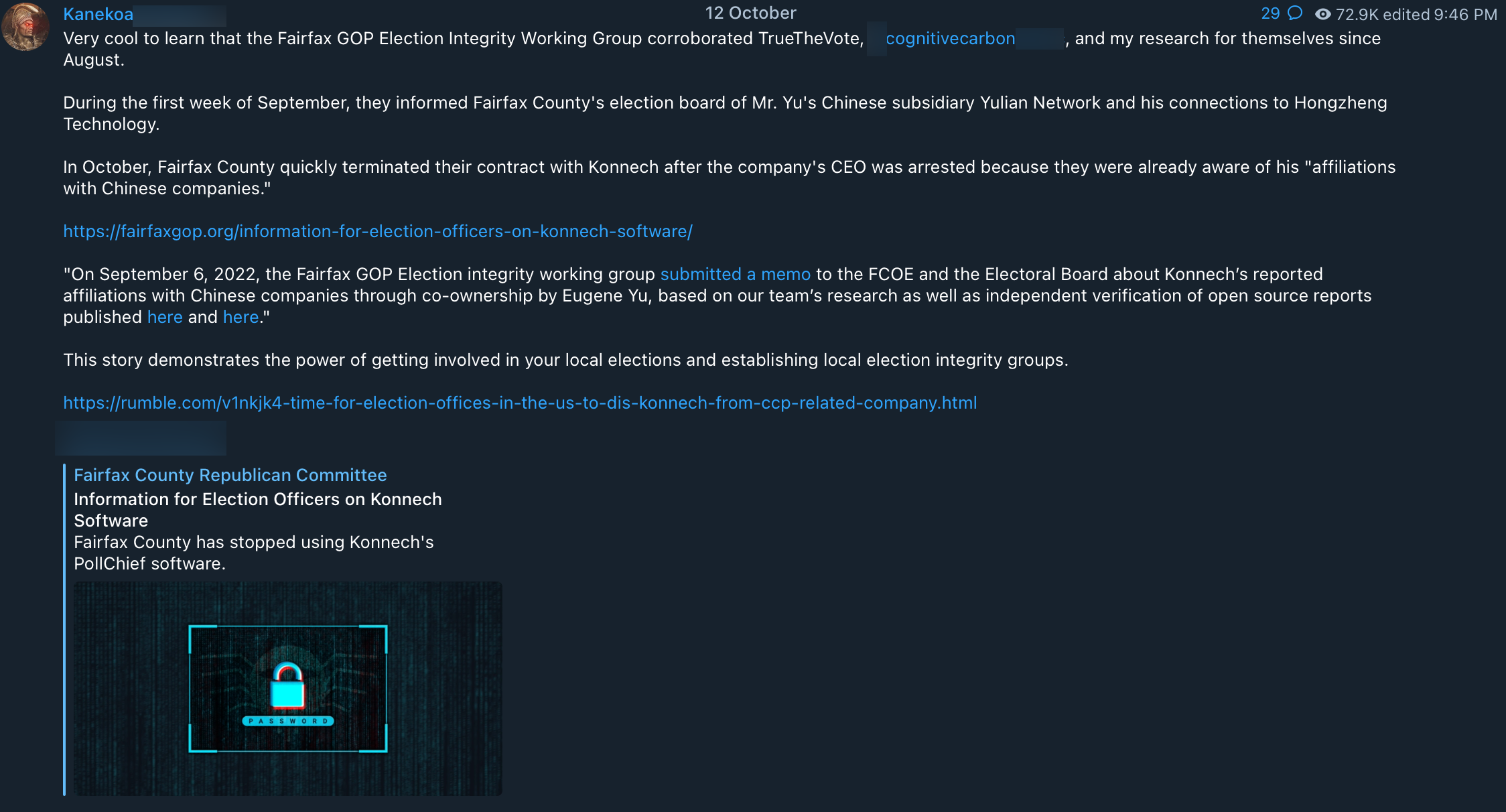 Kanekoa "election integrity" post