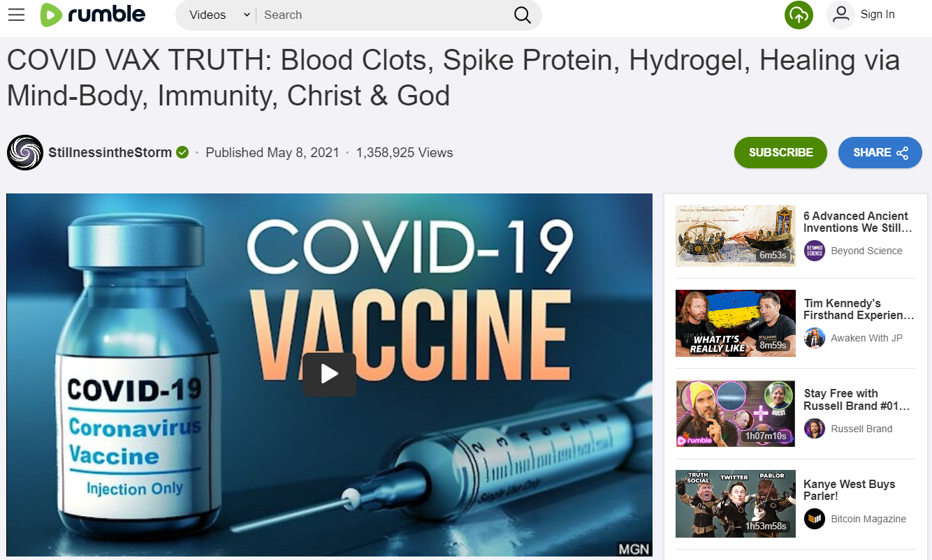 COVID misinfo on Rumble 1