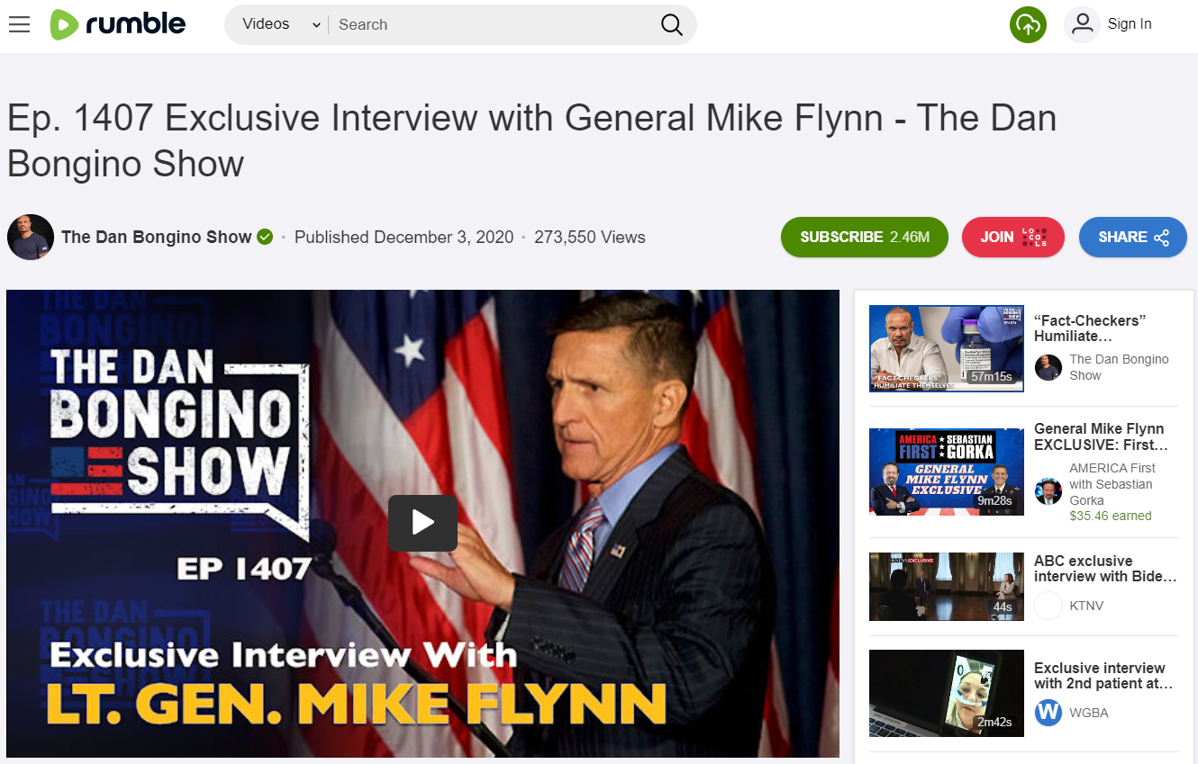 Bongino interview with Flynn on Rumble