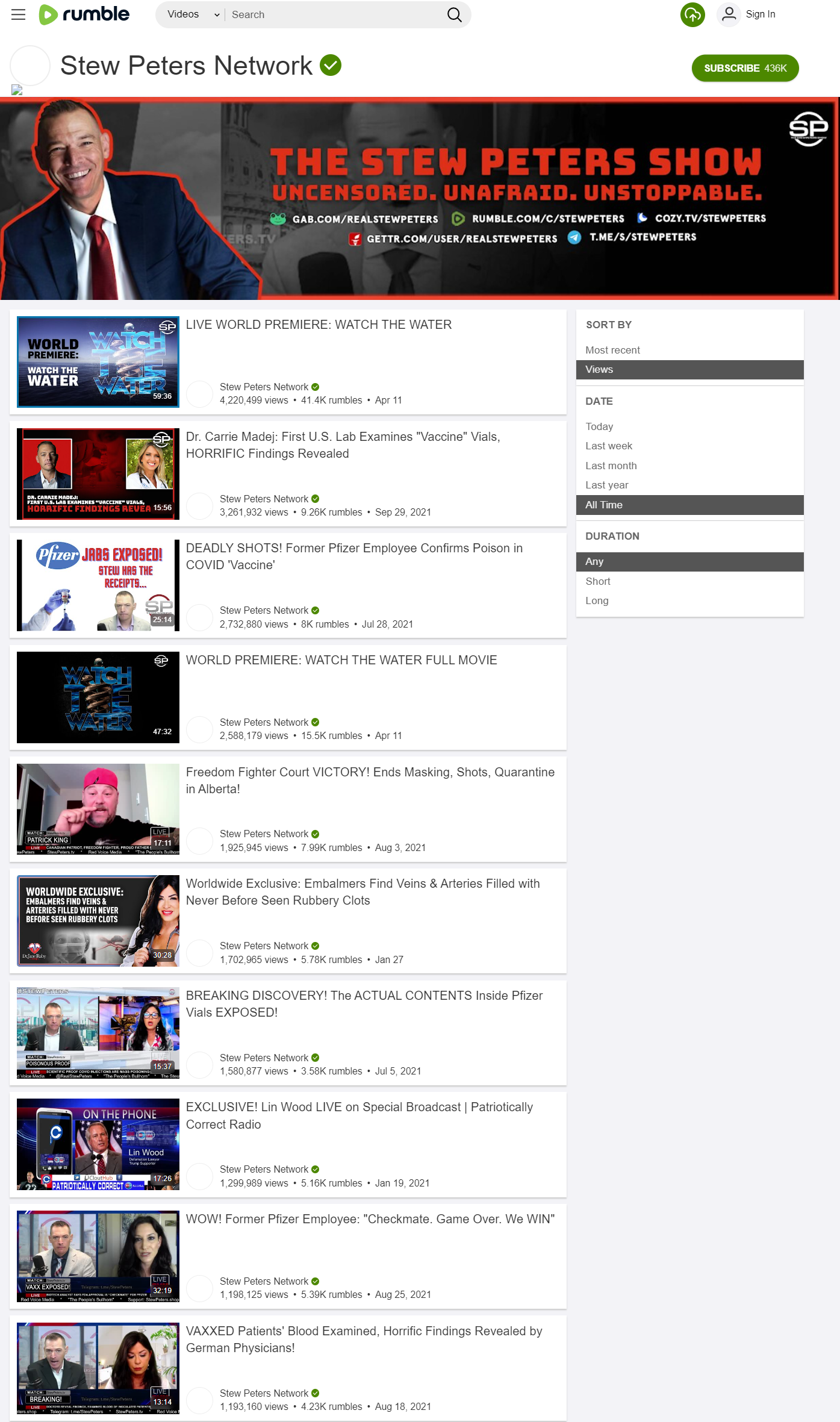 Stew Peters Top 10 most viewed Rumble videos