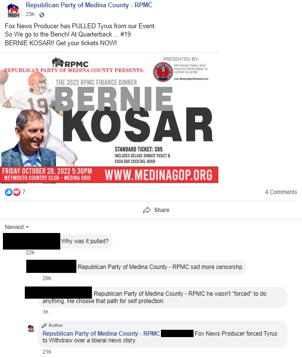 Medina County GOP response about Tyrus