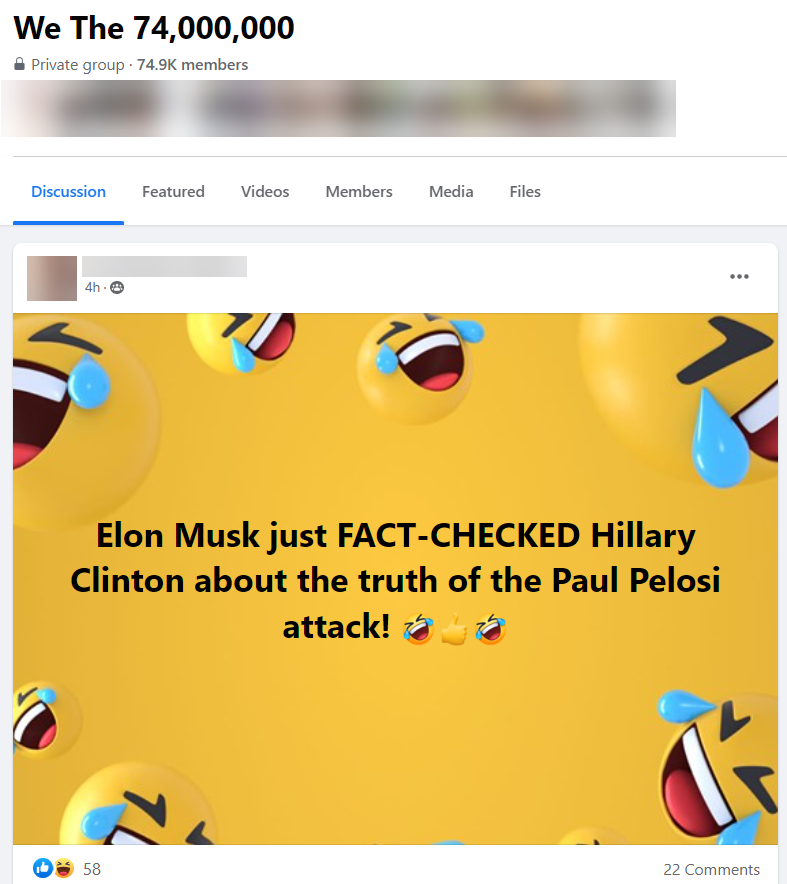 Pelosi conspiracy theory in facebook groups 8