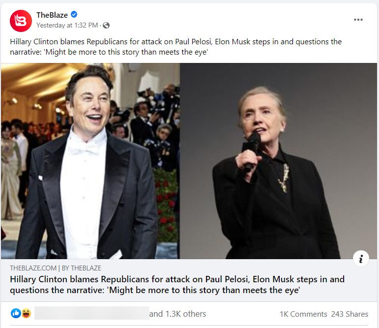 Facebook page Musk Pelosi Conspiracy Theory 1