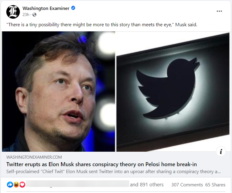 Facebook page Musk Pelosi Conspiracy Theory 2