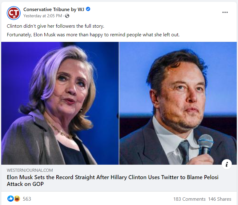 Facebook page Musk Pelosi Conspiracy Theory 3