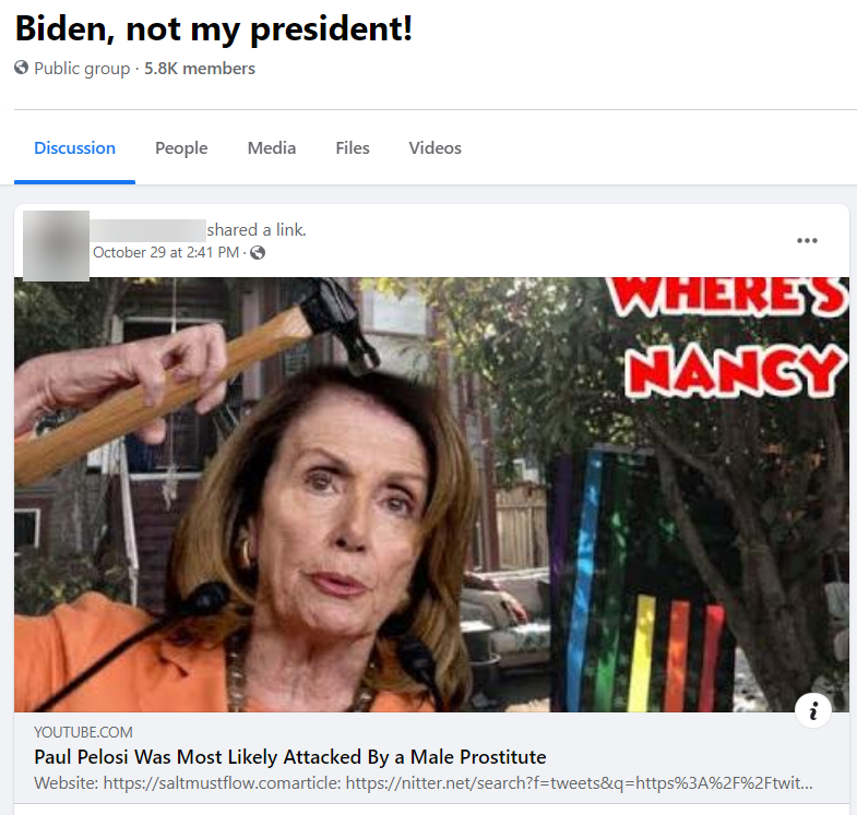 Pelosi conspiracy theory in facebook groups 5