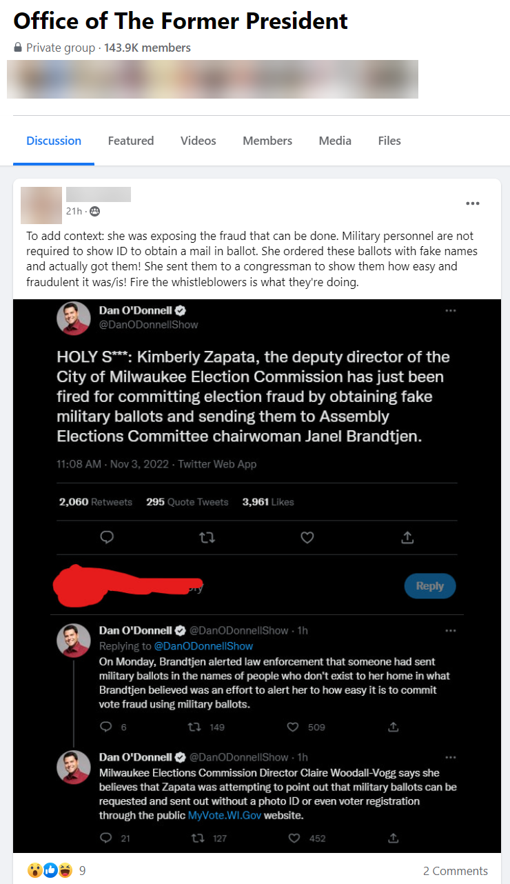 Election fraud in Milwaukee FB Post 1