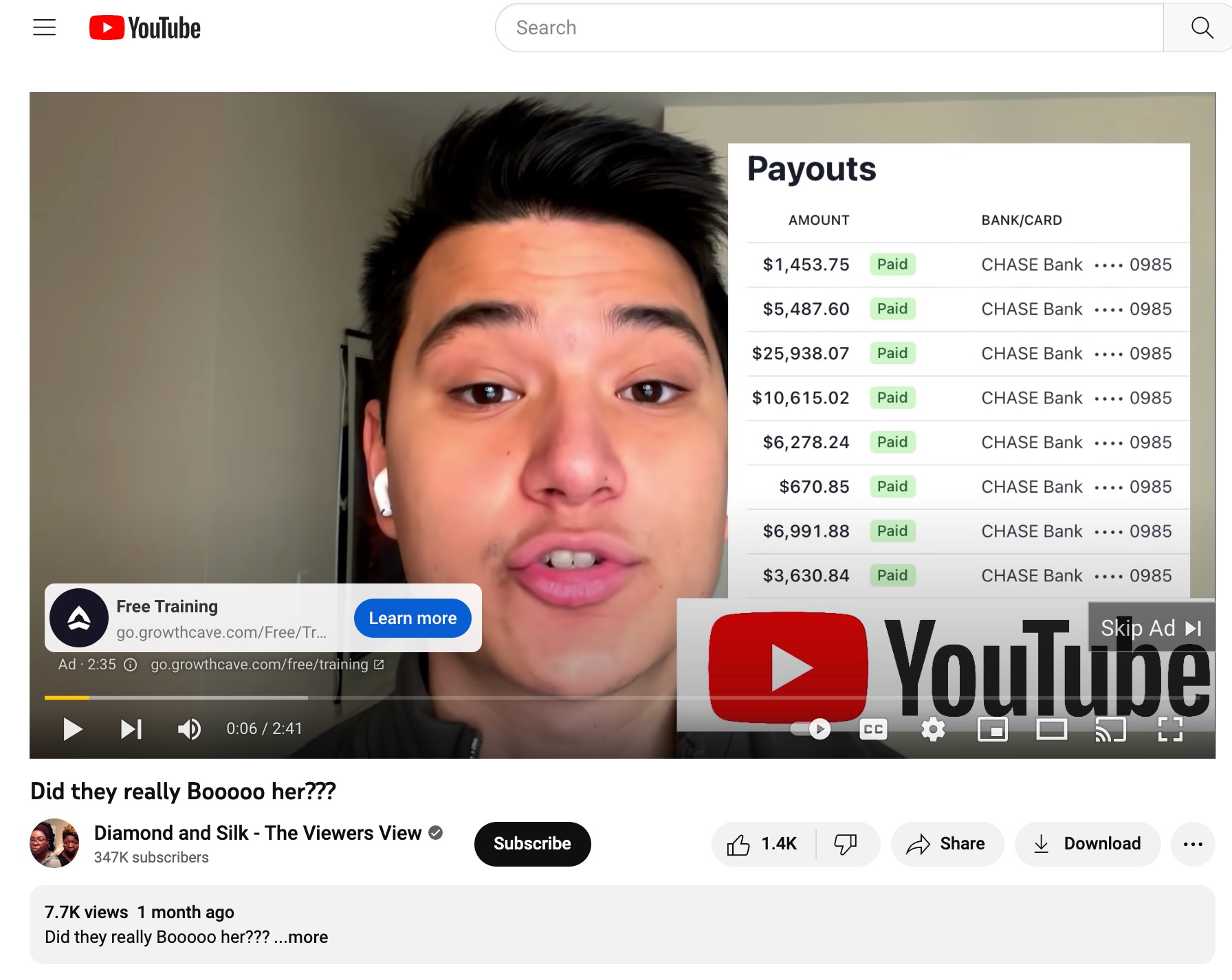 image of monetized youtube video