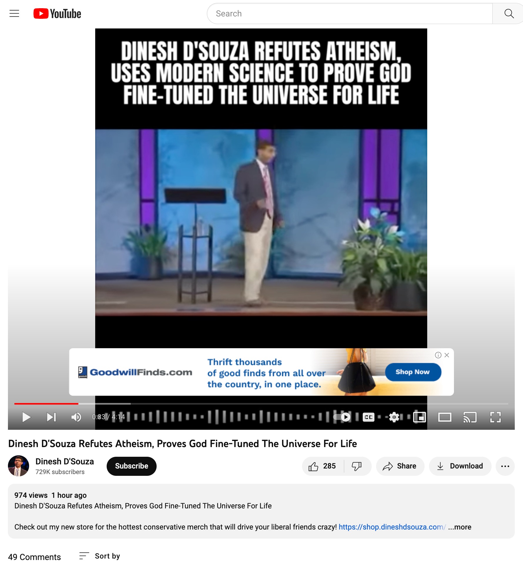 image of monetized youtube video