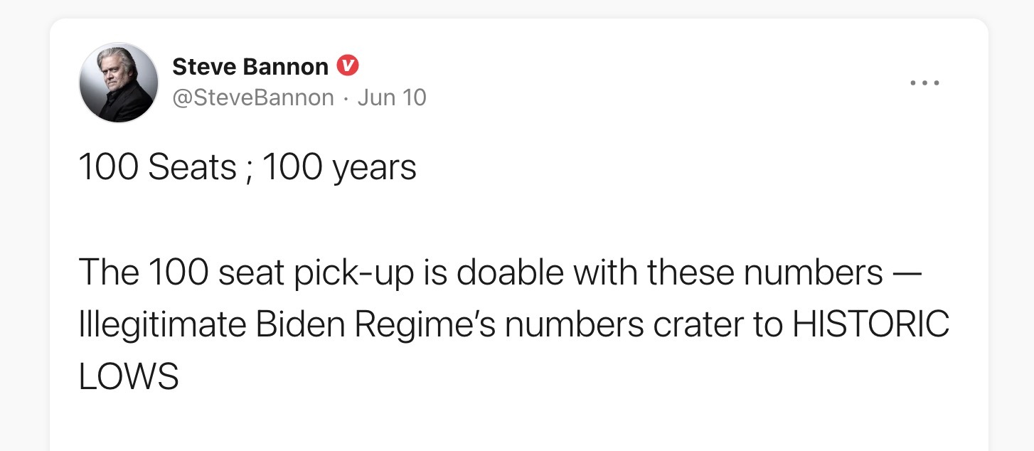 100 seats; 100 years / The 100 seat pick-up is doable with these numbers – Illegitimate Biden Regime’s numbers crater to HISTORIC LOWS