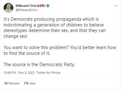 A screenshot of a tweet from Billboard Chris