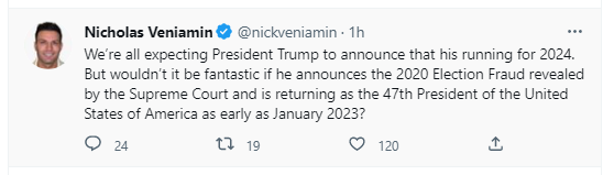 A screenshot of a tweet from Nicholas Veniamin