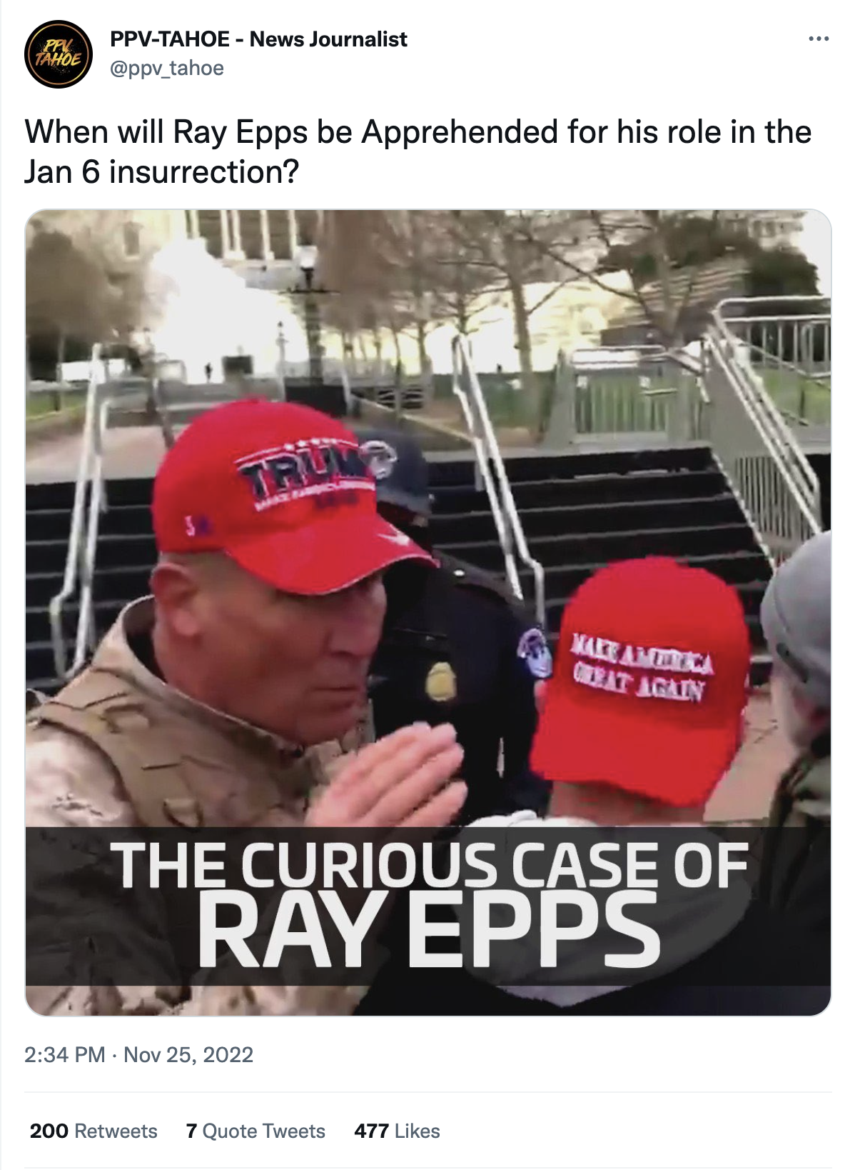 Twitter account spreading Ray Epps conspiracy theory