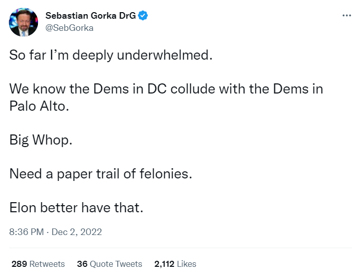 Seb Gorka Twitter Files First Amendment