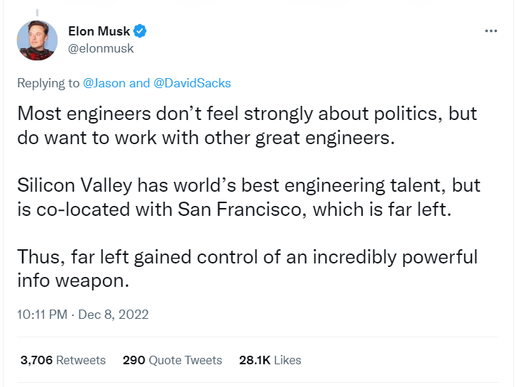 Musk SF far far left tweet 1