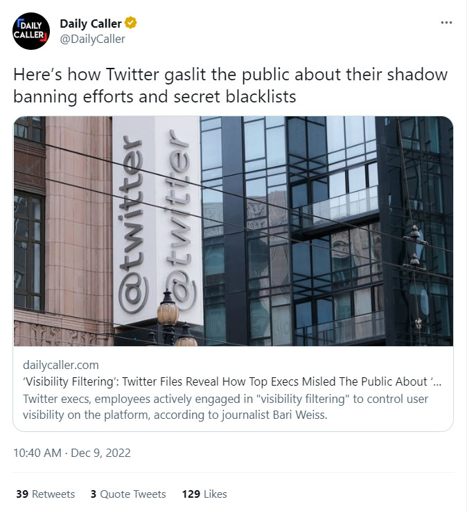 A screenshot of a tweet from the Daily Caller