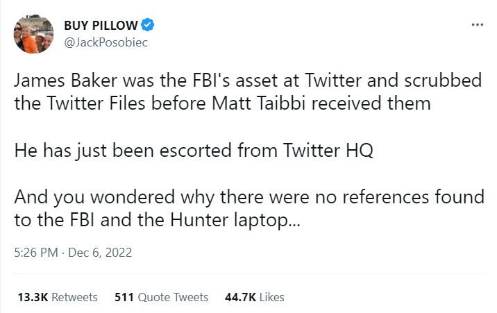 A screenshot of a tweet from Jack Posobiec