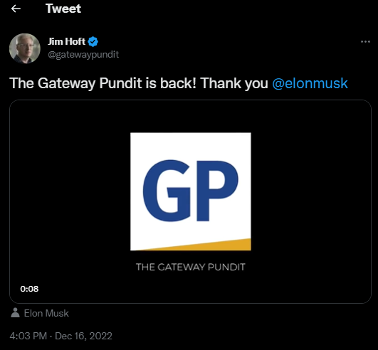 Jim Hoft returns to Twitter