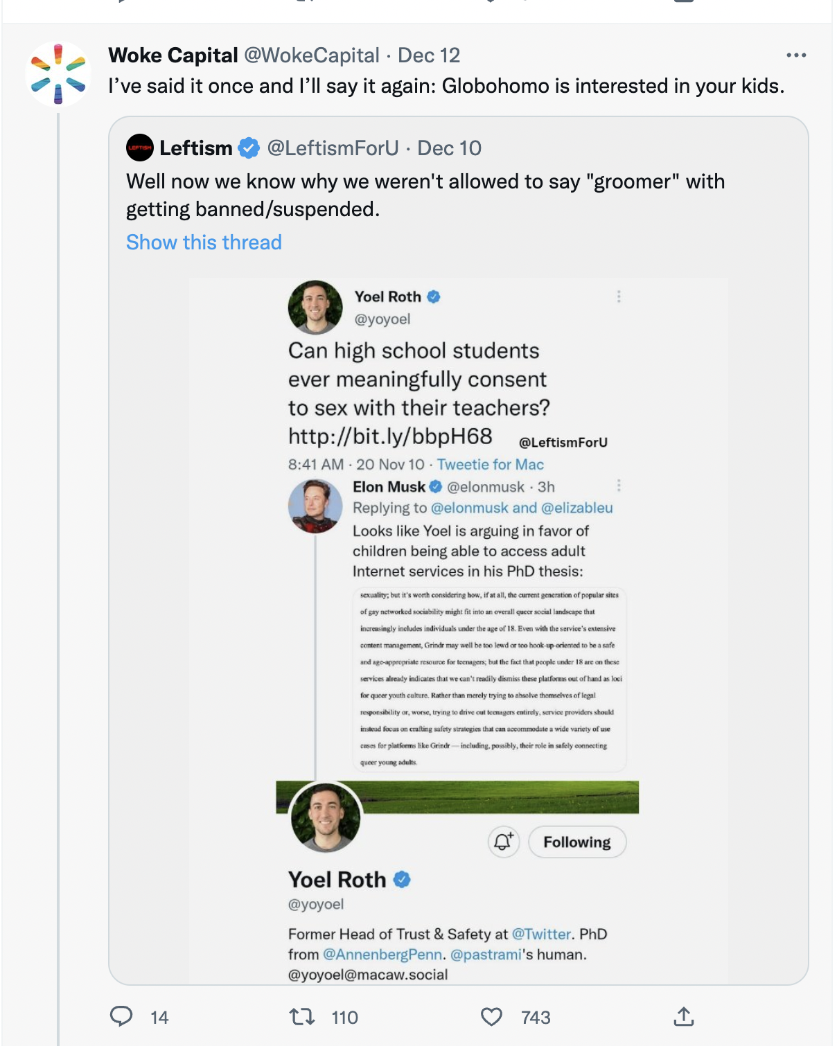 Tweet attacking Yoel Roth