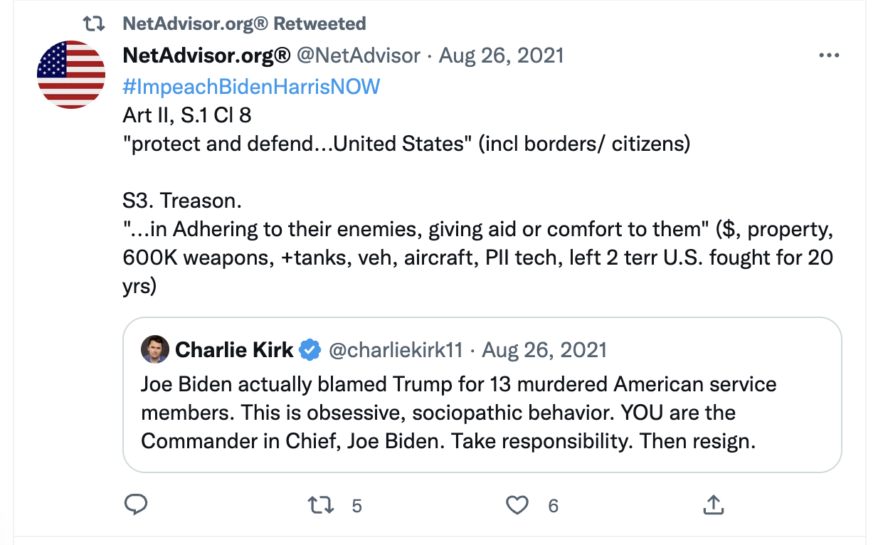 NetAdvisor quote tweeting Charlie Kirk