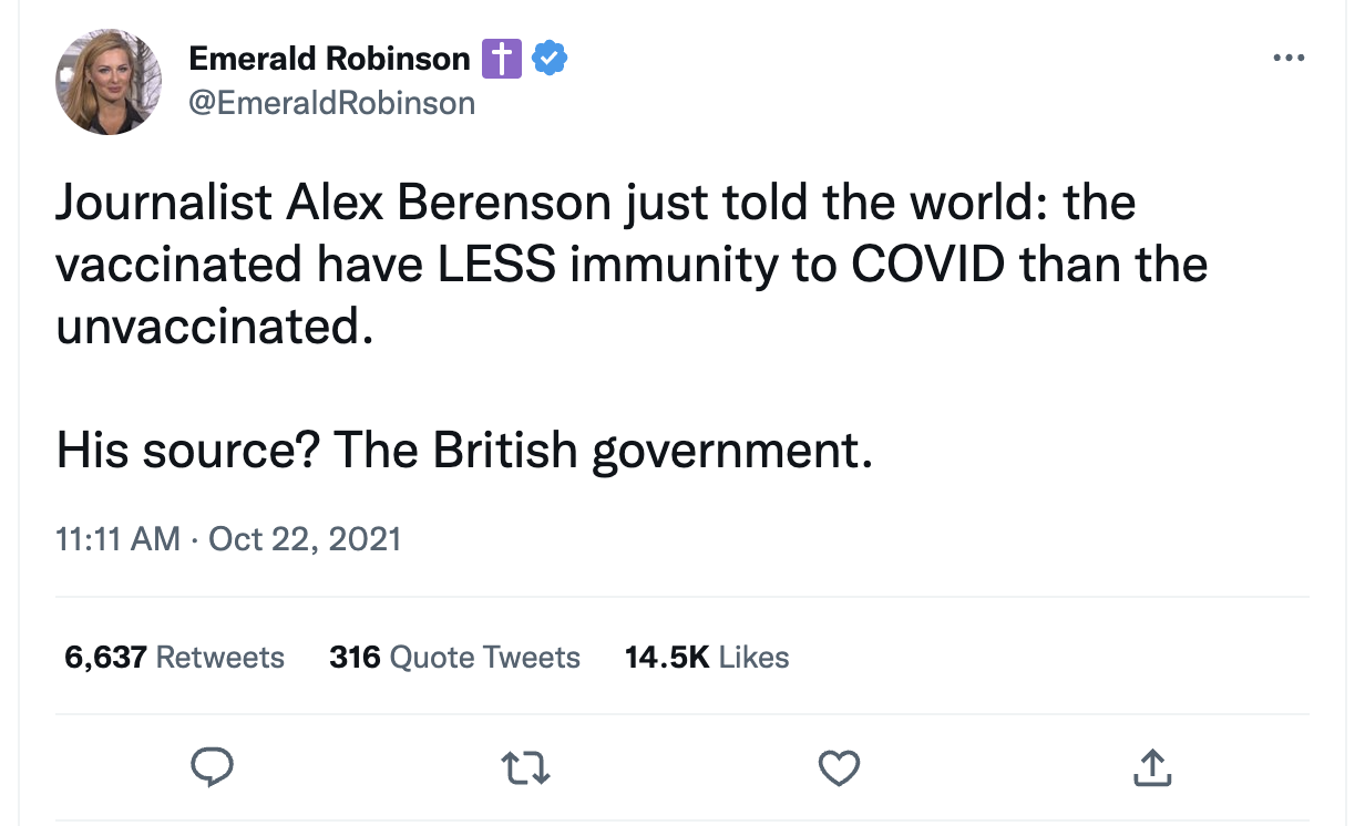 Emerald Robinson undermining vaccines