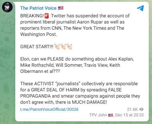 QAnon John Telegram post