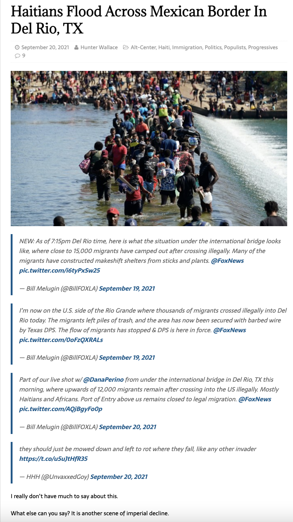 Haitians flood across Mexican border