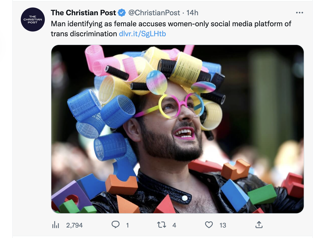 The Christian Post: "Man identifying as female"