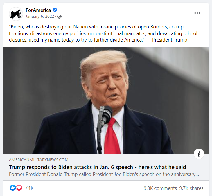 ForAmerica election misinfo Facebook post