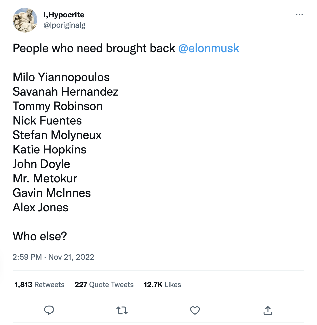 User calling for Stefan Molyneux to be reinstated on Twitter