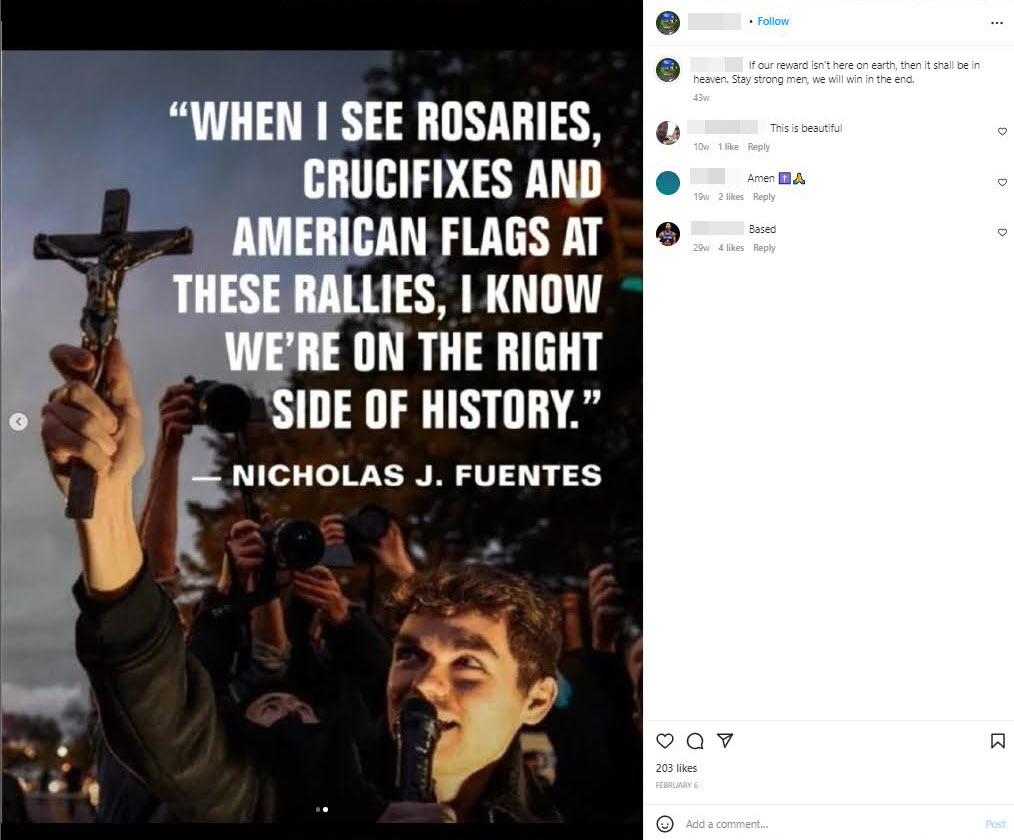 A screenshot of a post promoting Fuentes