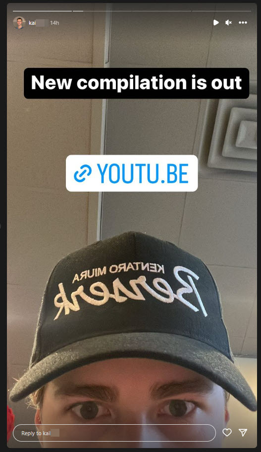 A screenshot of Schwemmer using the Link Sticker to link to his YouTube channel 