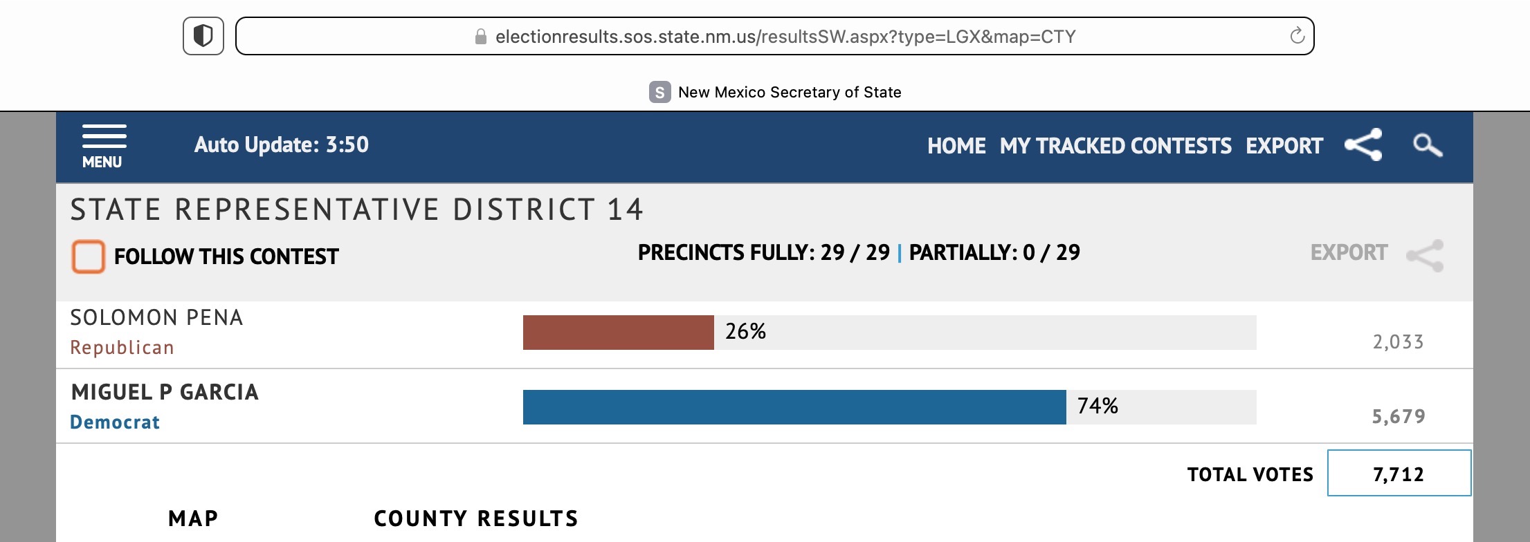 New Mexico Secretary of State, Official Results, 2022 General Election 