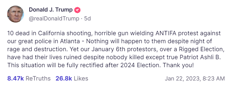 Trump rigged election Truth Social